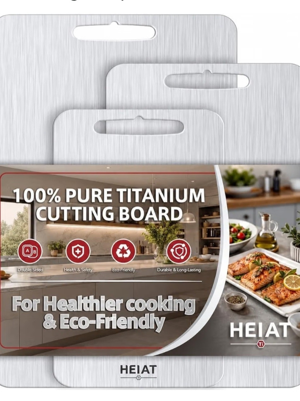 Heiat 100% Titanium Cutting Board Set of 3